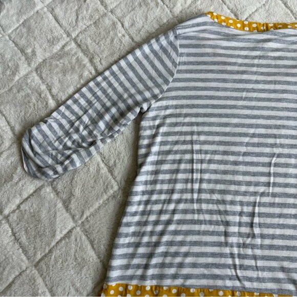 Matilda Jane | Gray & Yellow Oracle Tunic Top Stripes & Polka Dots | Size Medium - Picture 6 of 11